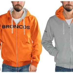 NFL Reversible Denver Broncos AFC Hooded Mens Large Long Sleeve Full Zip Jacket